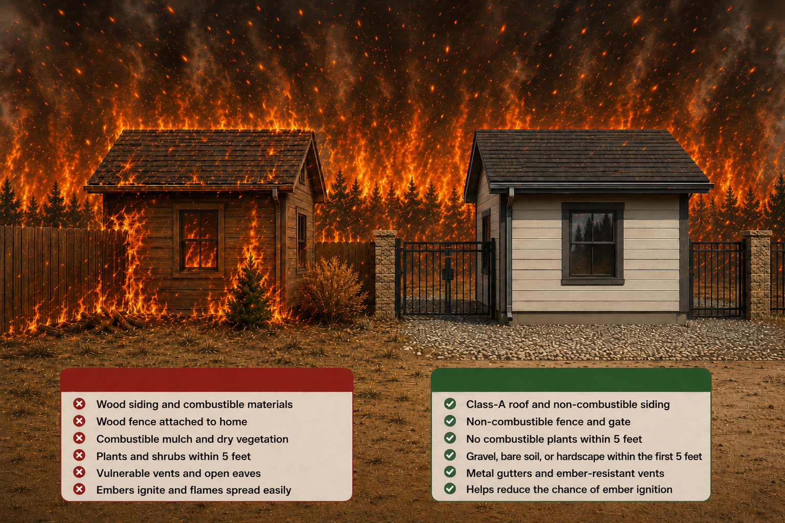 Comparing Wildfire Prepared Home to Unprepared Home