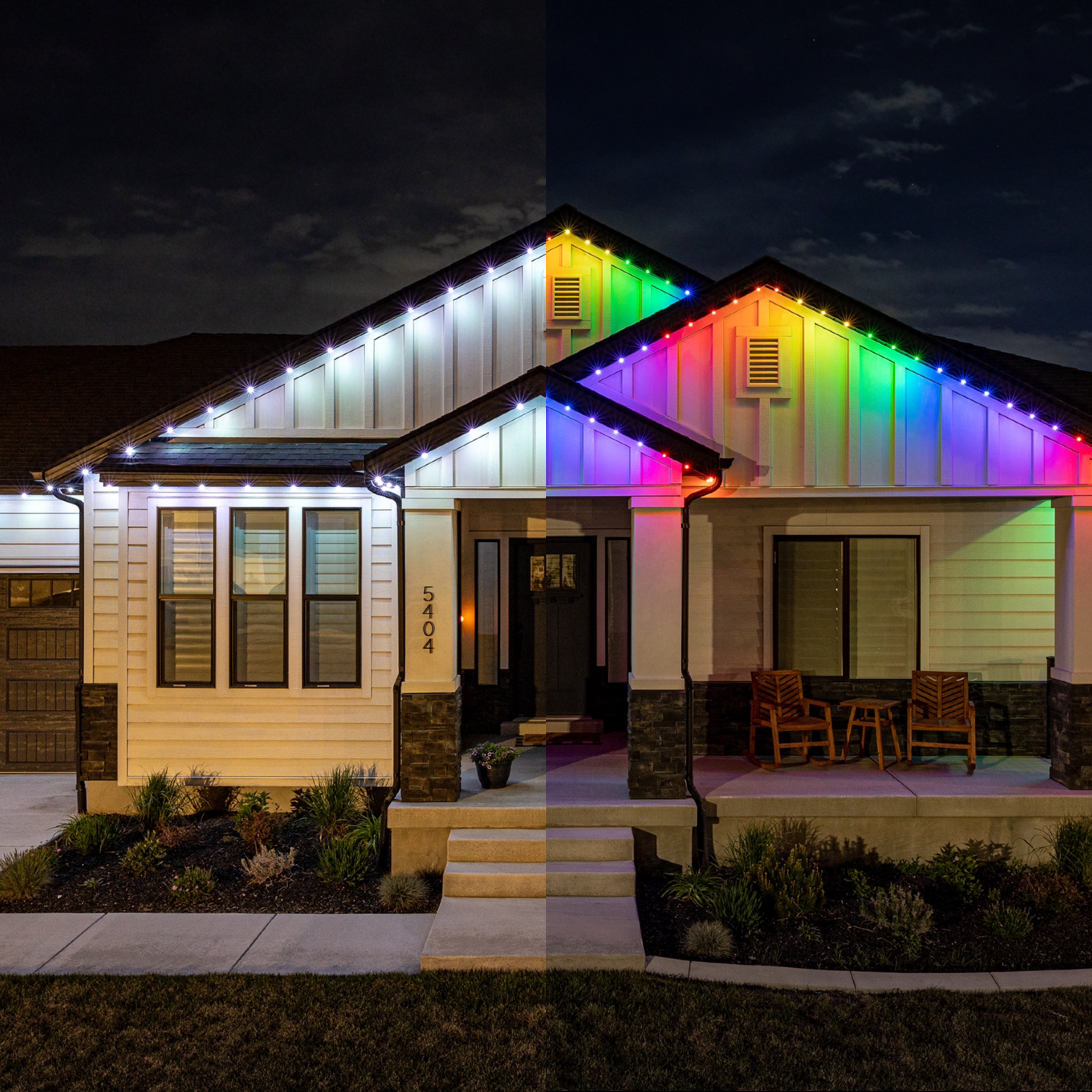 Permanent lighting shown during the day and at night